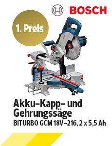1. Platz: Bosch - Akku-Kapp- und Gehrungssäge BITURBO